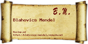 Blahovics Mendel névjegykártya